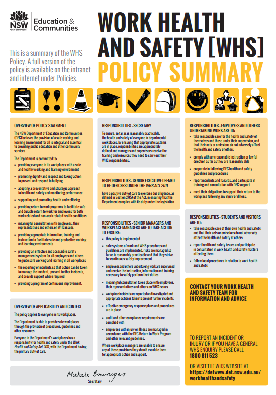 Department of Education WHS Policy Poster